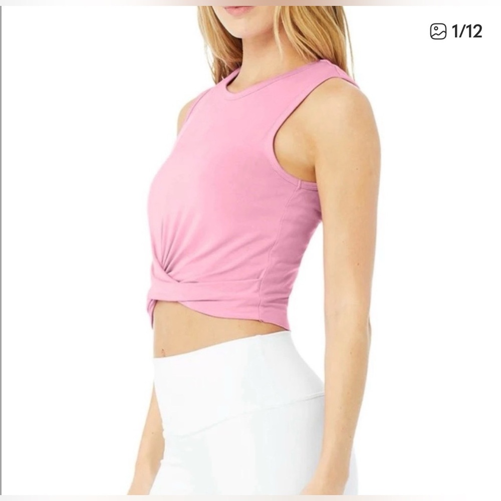 ALO pink knot front tank. Size Med